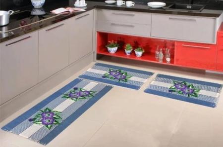 Jogo 3 peças passadeiras cozinha simples - J&M Tapetes Ltda - Tapete para  Cozinha - Magazine Luiza