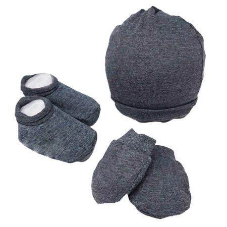 Imagem de 2 Kit Saida Maternidade Touca Luva Meia Bebe Enxoval Menino Recem Nascido Gorro Pantufa Inverno Infantil Presente Natal