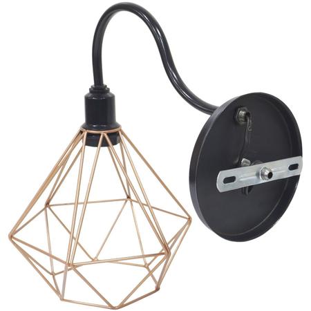 Imagem de 2 Luminárias Arandela de Parede Aramada Diamante P Industrial Retro + 2 Lâmpadas Led ST64 Vintage