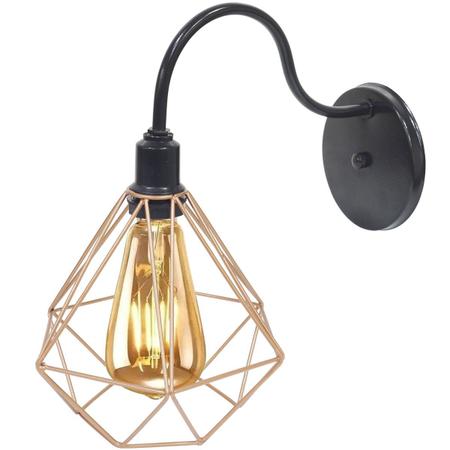 Imagem de 2 Luminárias Arandela de Parede Aramada Diamante P Industrial Retro + 2 Lâmpadas Led ST64 Vintage