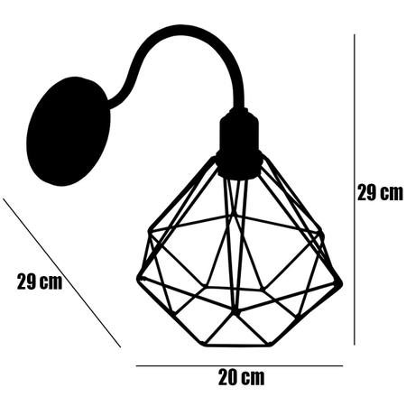 2 Luminárias Arandela de Parede Aramada Diamante P Industrial Retro + 2 Lâmpadas Led ST64 Vintage - Agp Ilumini/Gmh Tr Imagem de 2 Luminárias Arandela de Parede Aramada Diamante P Industrial Retro + 2 Lâmpadas Led ST64 Vintage