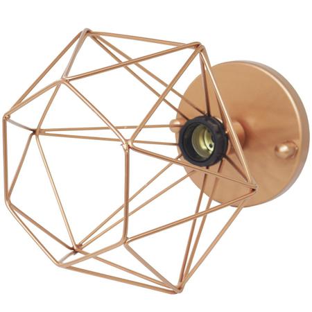 Imagem de 2 Lustre Teto Plafon + 2 Lâmpada Led St64 Industrial Aramado Diamante Retrô Vintage Cobre Rose Gold