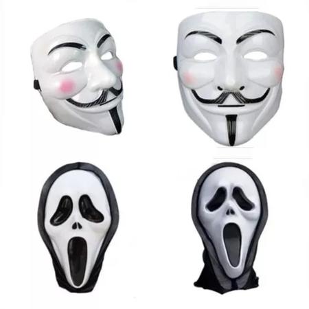 Imagem de 2 Máscara Anonymous V + Panico Fantasia Halloween Festa