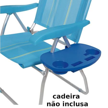 Imagem de 2 Mesas Portatil para Cadeira de Praia com Porta Copos Azul  Mor 