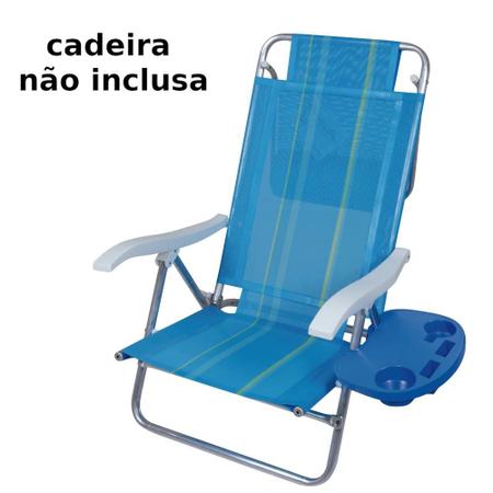 Imagem de 2 Mesas Portatil para Cadeira de Praia com Porta Copos Azul  Mor 