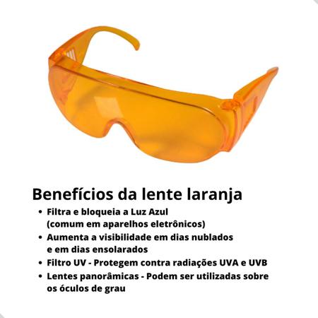 Imagem de 2 óculos Sobrepor Lente Laranja Bloqueia Luz Azul Uva Uvb - UN / 2