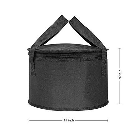 Imagem de 2 Pack 11X7 polegadas redonda isolada térmica transportadora de fogão lento, reutilizável isolado transportadores de bolo Casserole Carrier Cooler Bags para Potluck, piqueniques, saco de almoço dobrável para entrega (cor preta)