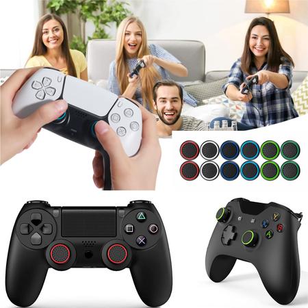 Imagem de 2 Pares de Grips p/ controle Anti Derrapante Silicone Botão Analógico do Joystick Playstation PS3 PS4 PS5 Xbox One Series Nintendo Compatível