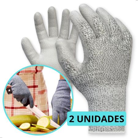 Imagem de 2 Pares Luva Anti Corte Profissional Resistente Multiuso Faca Par Premium Cozinha Epi Proteção - Proteloja