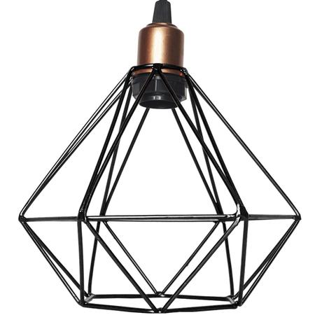 Imagem de 2 Pendente Aramado Diamante Luminária Lustre Luxo Pequeno Teto Retrô Agp Ilumini Industrial