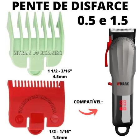 Imagem de 2 Pentes 0.5 1.5 Kit Disfarce P/ Máquina Kemei Profissional!