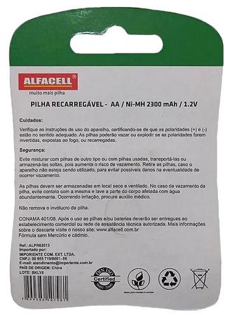 Pilhas Recarregáveis AAA 1800mAh Pack c/2 - ALFACELL