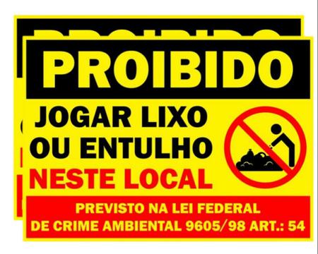 Placa Não Jogue Lixo Neste Local Por Favor Proibido 30x40cm