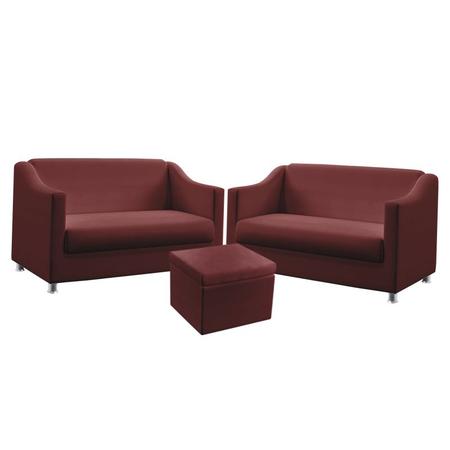 2 Poltronas Namoradeira Alya com Puff Quasar Sued Bordô Aradecor Imagem de 2 Poltronas Namoradeira Alya com Puff Quasar Sued Bordô Aradecor