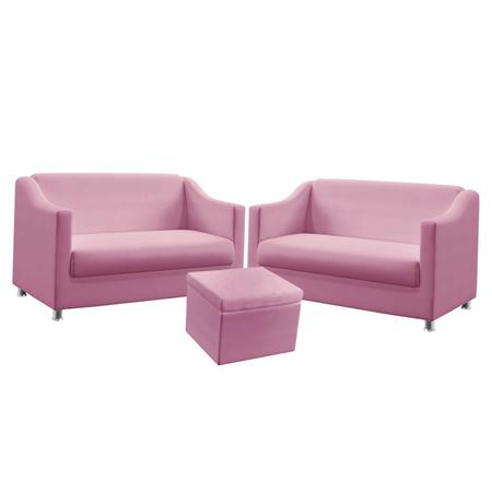 2 Poltronas Namoradeira Alya com Puff Quasar Sued Rosê Aradecor Imagem de 2 Poltronas Namoradeira Alya com Puff Quasar Sued Rosê Aradecor