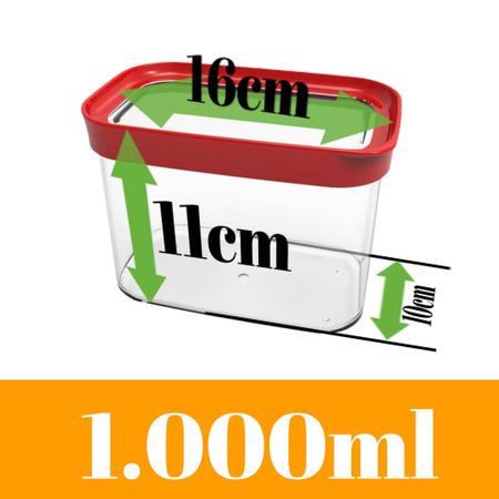 Imagem de 2 Potes herméticos 1000ml  Helsim