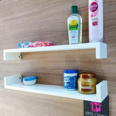 Imagem de 2 Prateleira Reta Modelo U Para Quarto Infantil Nicho de Sala Banheiro Cozinha Mdf 55 cm