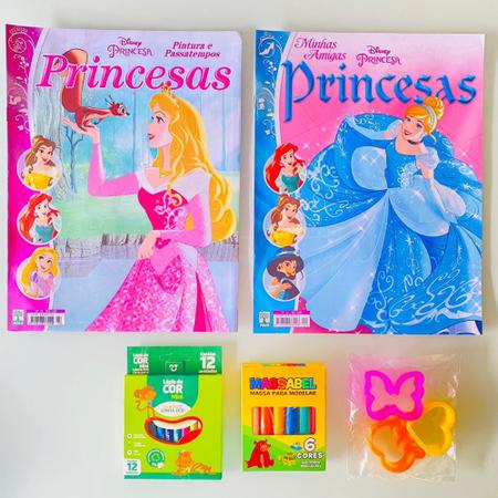 Revista Pinte E Brinque Princesas Disney Com Lápis De Cor 6 Cores  Passatempo Jogos Atividades Pintar E Colorir Princesas Disney Acompanha  Caixinha De Lápis De Cor 6 Cores