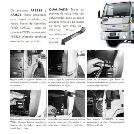 Imagem de 2 Suporte Antena Px Ford Cargo Dianteiro Frontal Carona Motorista Parafusos Anti-furto