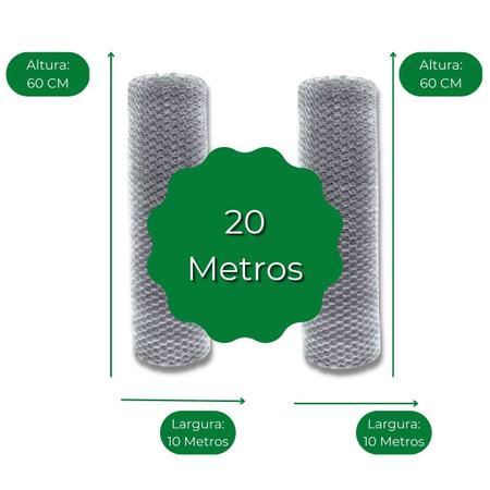 Imagem de 2 Tela Viveiro 10 Metros 60 Cm Altura Fio 26 Total 20 Metros