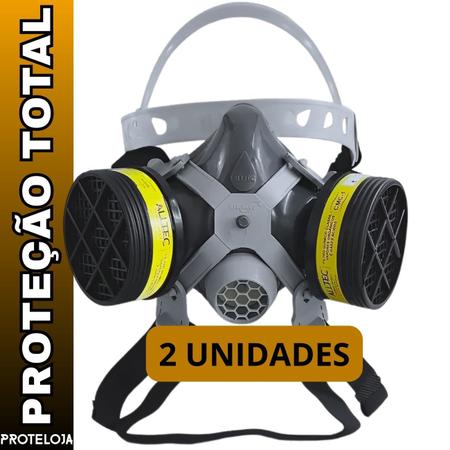 Imagem de 2 Un Mascara Respirador Facial Pintura Filtro Ácidos Quimica Gases Ácidos Filtros 1/4 Pó Vapores Poeira Névoas 