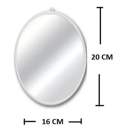 Imagem de 2 Und Espelho Oval Médio Plástico Branco Decoração 26X21Cm