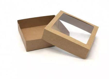 Imagem de 20 Caixas de Papel Kraft Com Visor Para Presente  (15x15x4cm)