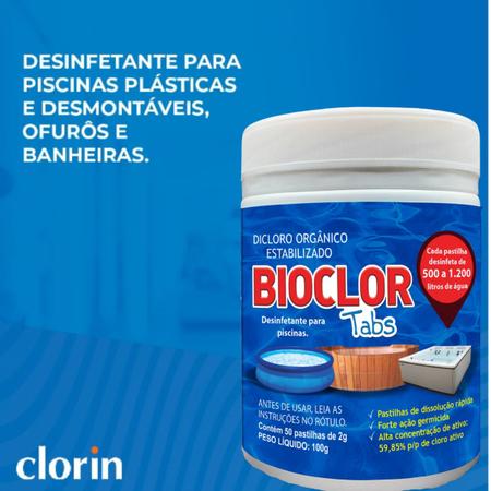 Imagem de 200 Pastilhas Cloro Organico para Piscina Plástica Infláveis Bioclor