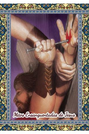 Imagem de 2000 Santinho Mãos Ensanguentadas de Jesus (oração no verso) - 7x10 cm