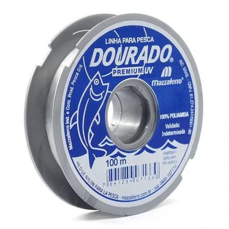 20pç Linha Mono Dourado Premium 0,50mm 26lb 100m Mazzaferro Imagem de 20pç Linha Mono Dourado Premium 0,50mm 26lb 100m Mazzaferro