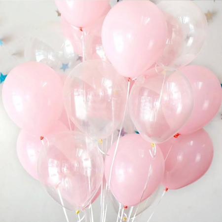 Imagem de 20un. Balões 10 Polegadas Azul, Rosa, Transparente E Branco