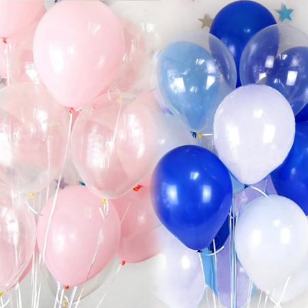 Imagem de 20un. Balões 10 Polegadas Azul, Rosa, Transparente E Branco