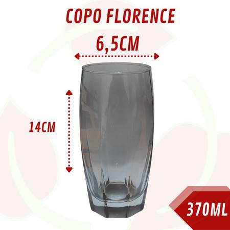 Imagem de 24 Copos de Vidro-Transparente Cinza-370ML-Restaurante Buffet