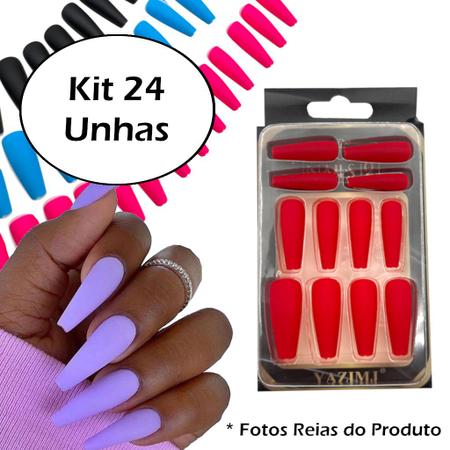 Unhas Postiças Compridas Pintadas Decoradas