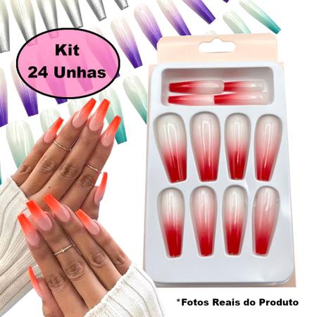 Unhas Postiças Compridas Pintadas Decoradas