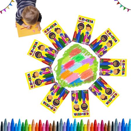 Imagem de 25 Caixa Mini Giz de Cera 5 Cores Prenda Lembrancinha Festa Infantil Mini Atacado
