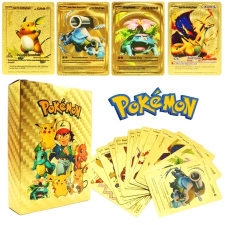 110 Peças De Cartas Pokémon Douradas Cartões Dourados Em Fol