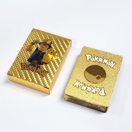 110 Peças De Cartas Pokémon Douradas Cartões Dourados Em Fol