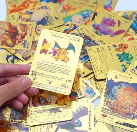 27 Cartas de Pokemon Gold Ouro Cartinhas Douradas - Deck de Cartas