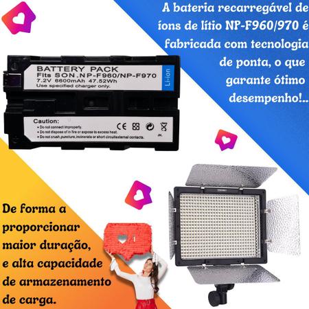 Imagem de 2Bateria Para Câmera Iluminador Led Np-f970+carregador Duplo