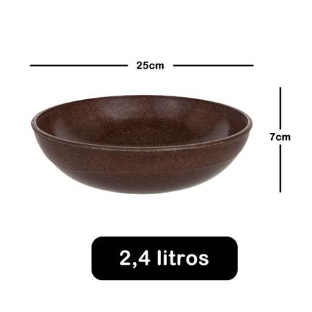 Imagem de 2un Saladeira redonda 2,4lt tigela bowl 25cm Marrom Escuro