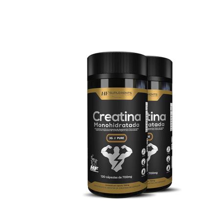 2x creatina monohidrata 3g pure 120caps 1550mg hf suplements Imagem de 2x creatina monohidrata 3g pure 120caps 1550mg hf suplements