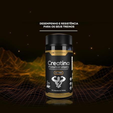 2x creatina monohidrata 3g pure 120caps 1550mg hf suplements Imagem de 2x creatina monohidrata 3g pure 120caps 1550mg hf suplements