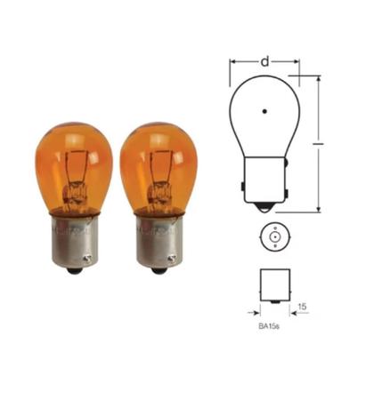 Imagem de 2X Lampada Seta Pisca Ré Âmbar 1141A 12V 21W Ba15S 01 Polo