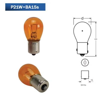 Imagem de 2X Lampada Seta Pisca Ré Âmbar 1141A 12V 21W Ba15S 01 Polo