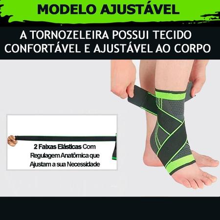 2X Tornozeleiras Elástica 3D Compressão Com Tiras Ajustáveis - Sports Imagem de 2X Tornozeleiras Elástica 3D Compressão Com Tiras Ajustáveis