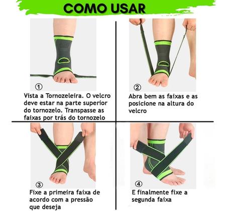 2X Tornozeleiras Elástica 3D Compressão Com Tiras Ajustáveis - Sports Imagem de 2X Tornozeleiras Elástica 3D Compressão Com Tiras Ajustáveis