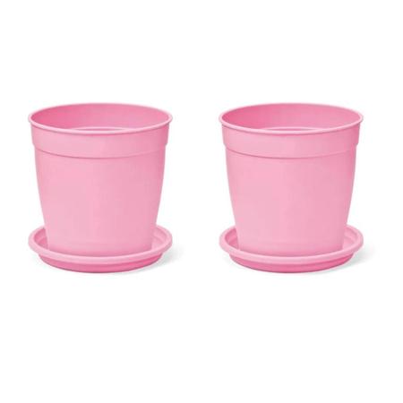 2X Vaso Aquarela com Prato 1,5 (0,25L) Rosa NUTRIPLAN Imagem de 2X Vaso Aquarela com Prato 1,5 (0,25L) Rosa NUTRIPLAN