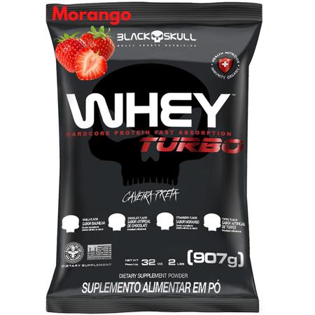 Imagem de 2x Whey Protein Concentrado Turbo Refil 907g - Kit 2X Black Skull - Ganho de Massa Muscular 