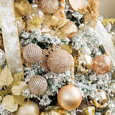 Imagem de 3.15 "enfeites de bola de Natal 12 pcs glitter lantejoulas espuma bola à prova de quebra decorações de Natal bolas de árvore bolas de Natal bolas para árvores de Natal decorações de férias festa de casamento (champanhe de ouro)